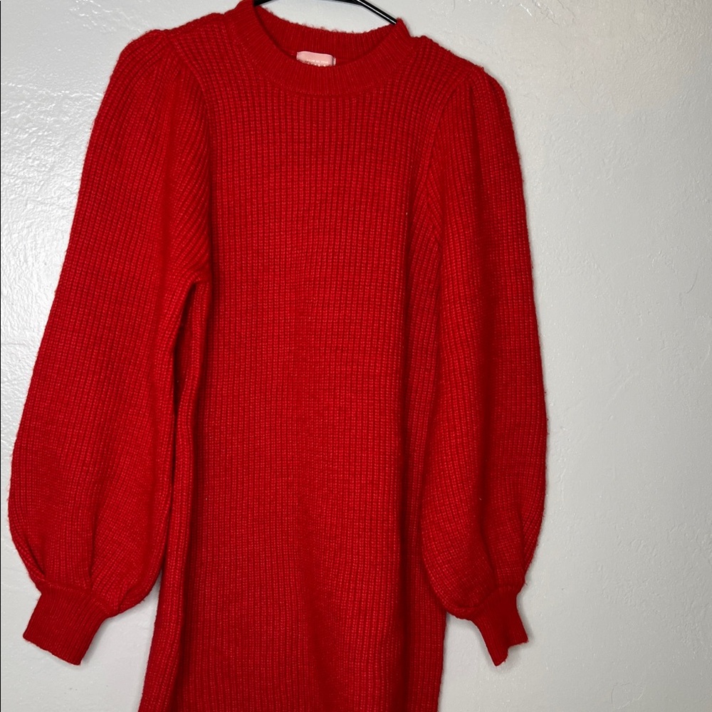 SHOW ME YOUR MUMU Dixon Sweater Dress in Red Knit N211 XS Valentine Coquette - Picture 5 of 7